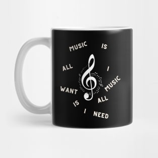 Music is all i want music is all i need Mug